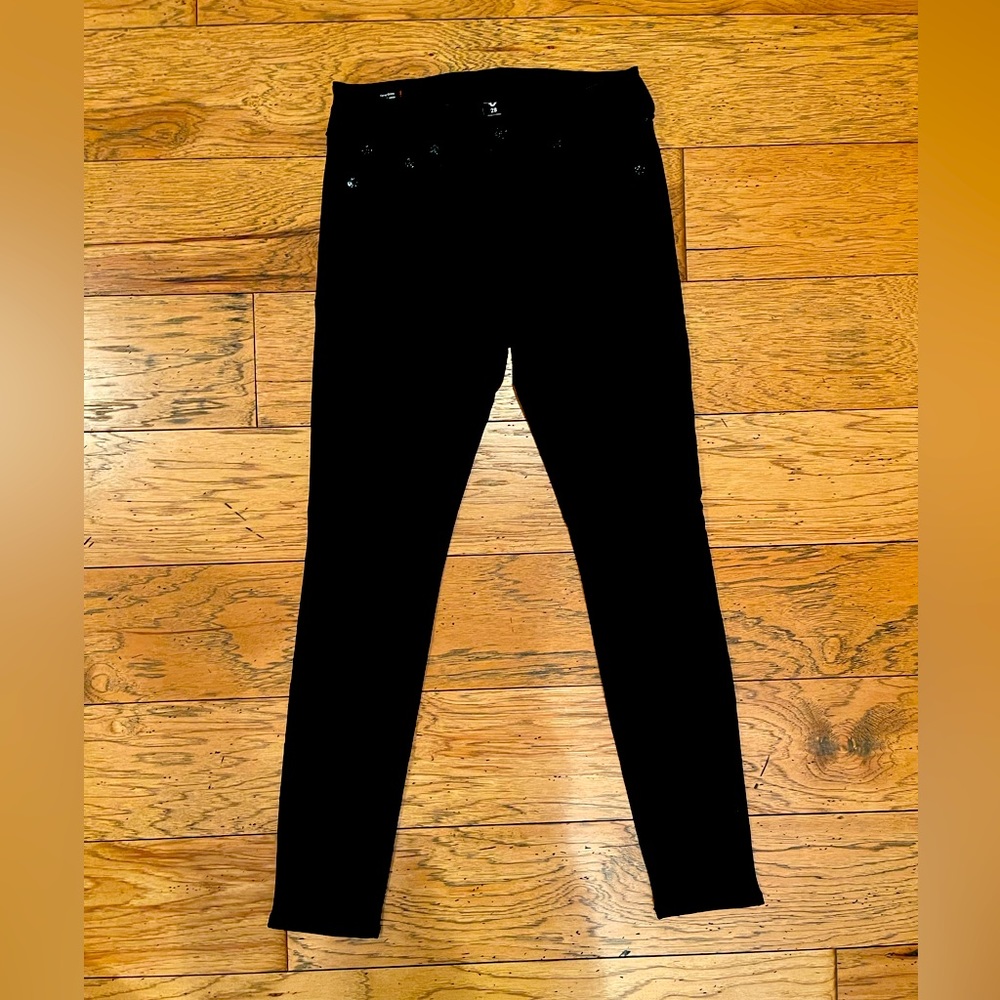 Midrise, black True Religion “Jennie” Curvy Skinny  Jeans